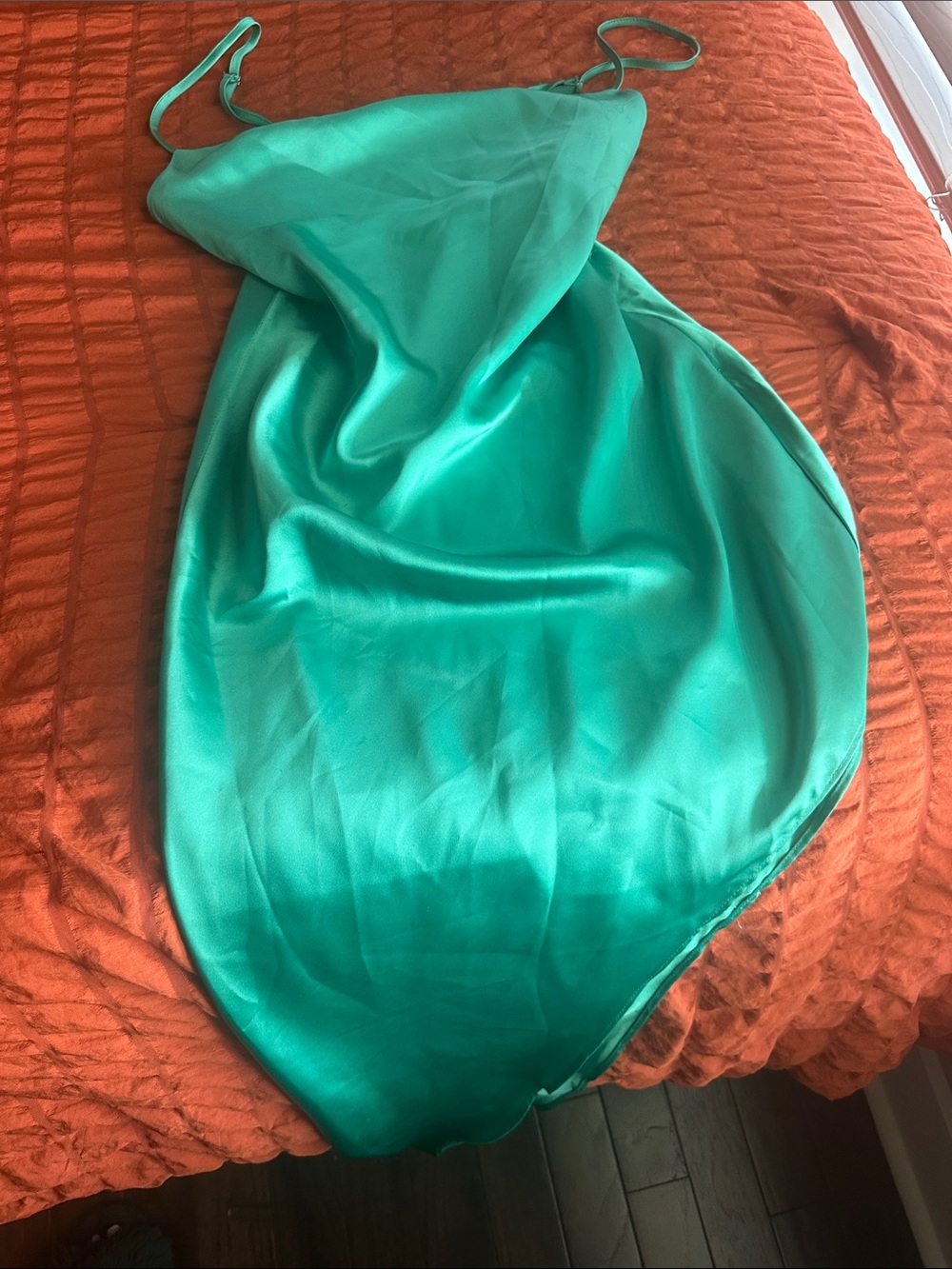 Forever 21 Teal Satin Cowl Neck Slip Dress